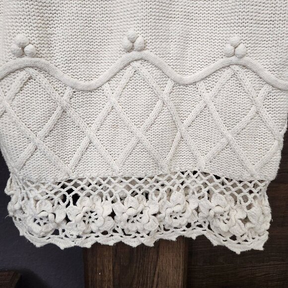 Vintage Shenanigans Women's M Hand Knit Sweater Floral Tunic Grandmacore Cottage - Picture 3 of 14
